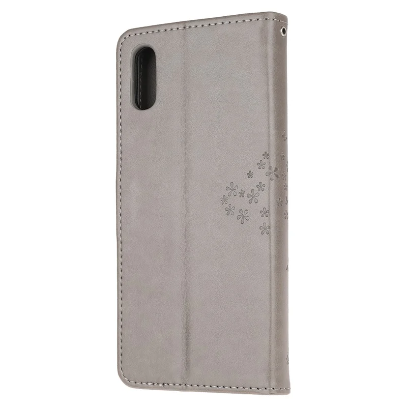 Owl and Tree Pattern Printing Design Leather Wallet Phone Cover for Samsung Galaxy Xcover 5 - Grey