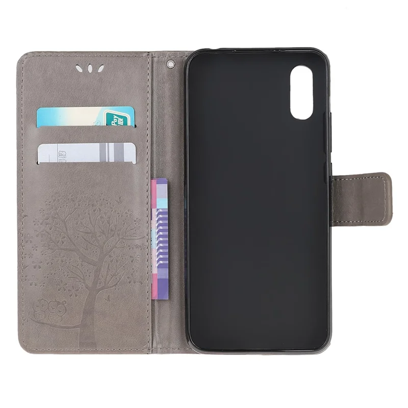 Owl and Tree Pattern Printing Design Leather Wallet Phone Cover for Samsung Galaxy Xcover 5 - Grey