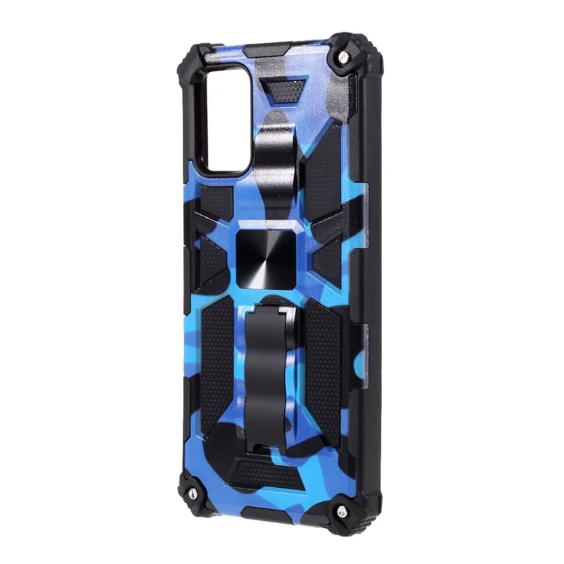 Coque de protection amovible 2 en 1 avec motif camouflage et feuille magnétique pour Samsung Galaxy A02s (166,5 mm) - Bleu
