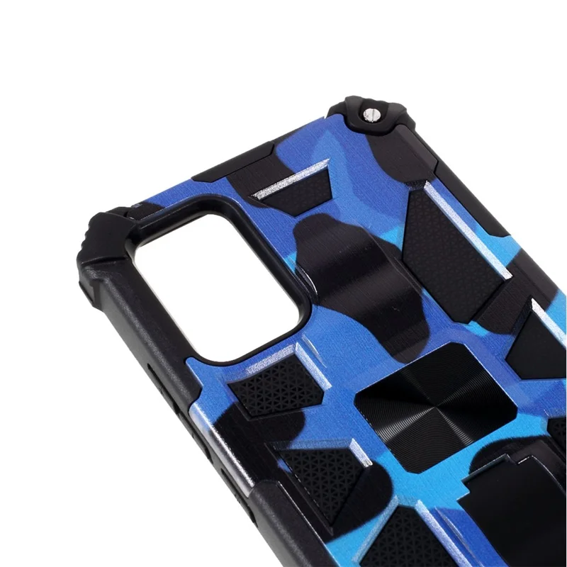 Coque de protection amovible 2 en 1 avec motif camouflage et feuille magnétique pour Samsung Galaxy A02s (166,5 mm) - Bleu