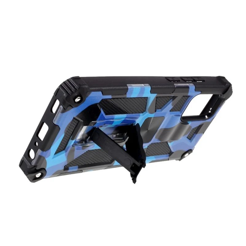 Coque de protection amovible 2 en 1 avec motif camouflage et feuille magnétique pour Samsung Galaxy A02s (166,5 mm) - Bleu