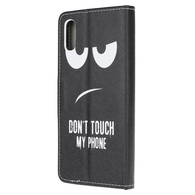 Pattern Printing Wallet Cross Texture Leather Case for Samsung Galaxy M02 / A02 (EU Version) - Don't Touch My Cell Phone