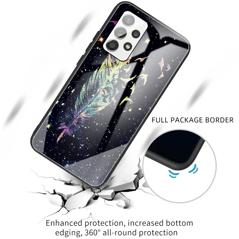 Pattern Printing Tempered Glass + TPU Phone Shell Case Cover for Samsung Galaxy A52 4G/5G / A52s 5G - Starry Sky