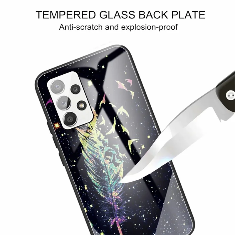 Pattern Printing Tempered Glass + TPU Phone Shell Case Cover for Samsung Galaxy A52 4G/5G / A52s 5G - Starry Sky