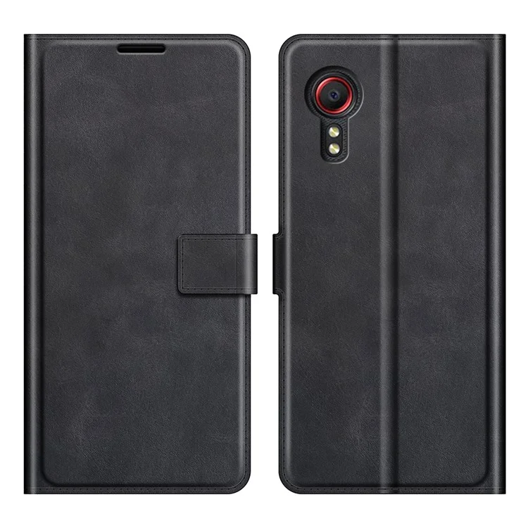 Cartera de diseño de cuero Soporte de teléfono para Samsung Galaxy Xcover 5/Xcover 5S - Negro