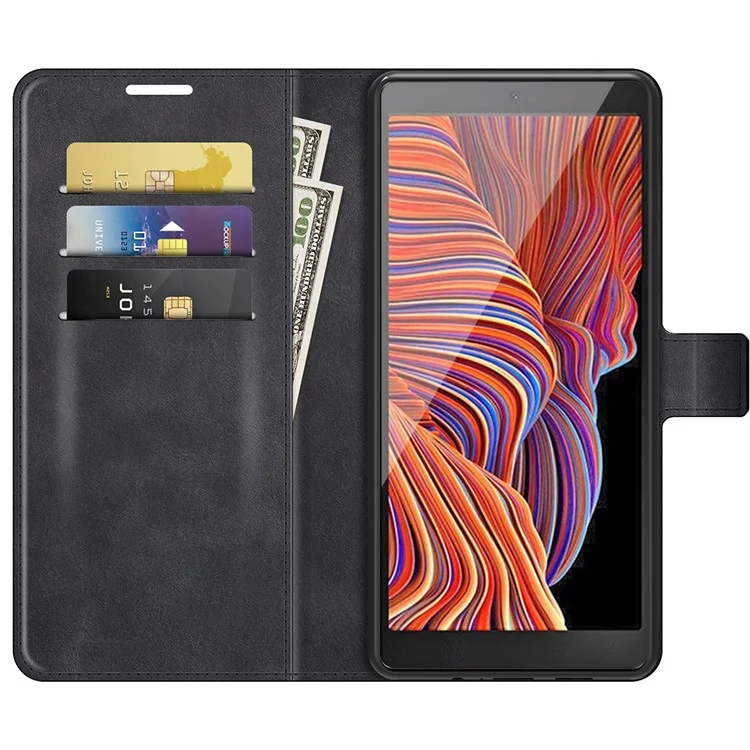 Cartera de diseño de cuero Soporte de teléfono para Samsung Galaxy Xcover 5/Xcover 5S - Negro