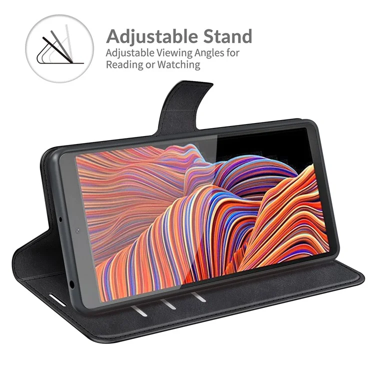 Cartera de diseño de cuero Soporte de teléfono para Samsung Galaxy Xcover 5/Xcover 5S - Negro