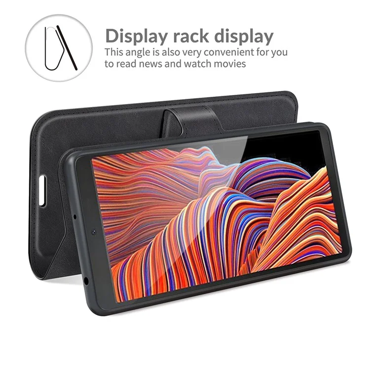 Cartera de diseño de cuero Soporte de teléfono para Samsung Galaxy Xcover 5/Xcover 5S - Negro