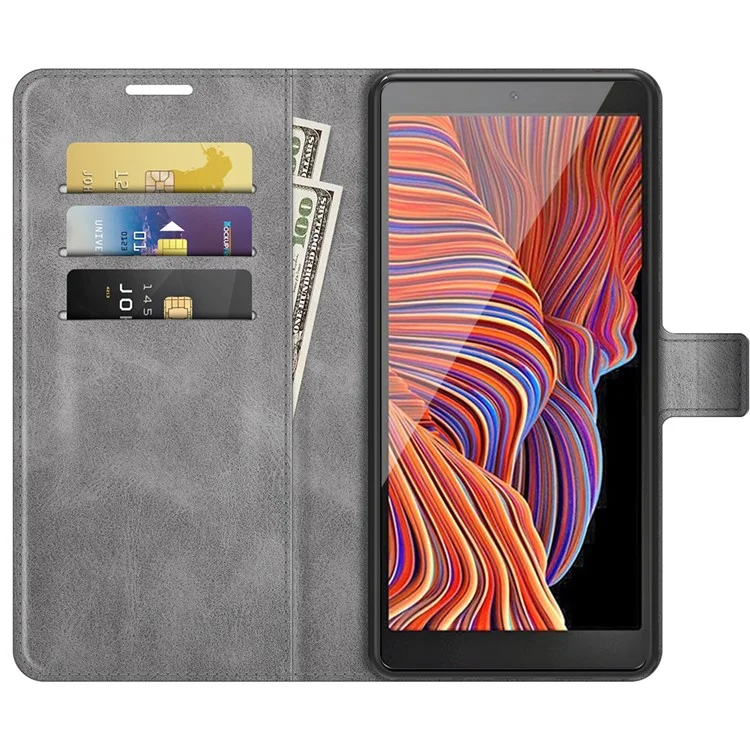 Wallet Design Leather Phone Stand Shell for Samsung Galaxy Xcover 5/Xcover 5S - Grey
