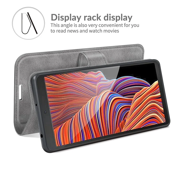 Wallet Design Leather Phone Stand Shell for Samsung Galaxy Xcover 5/Xcover 5S - Grey