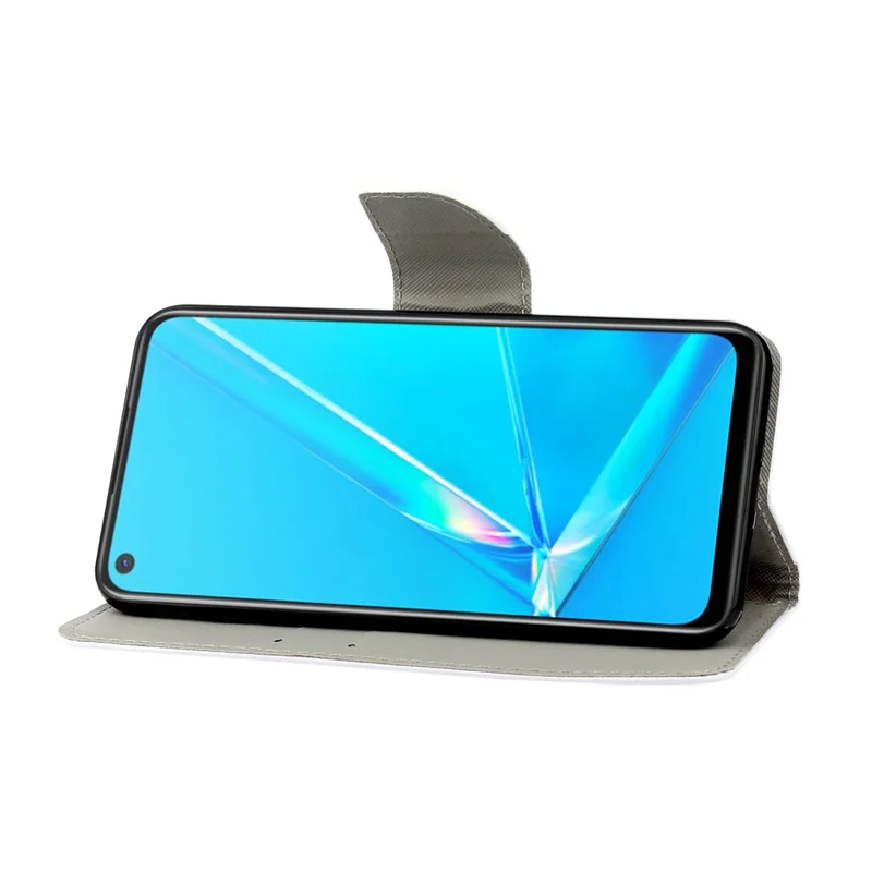 PU-læderet telefonstøtteetui med farverig tryk med mønster til Samsung Galaxy A72 4G/5G - Kat