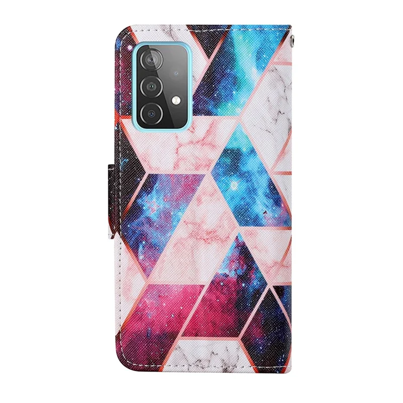 Pattern Printing Wallet Stand PU Leather Phone Cover Shell with Lanyard for Samsung Galaxy A52 4G/5G / A52s 5G - Starry Sky