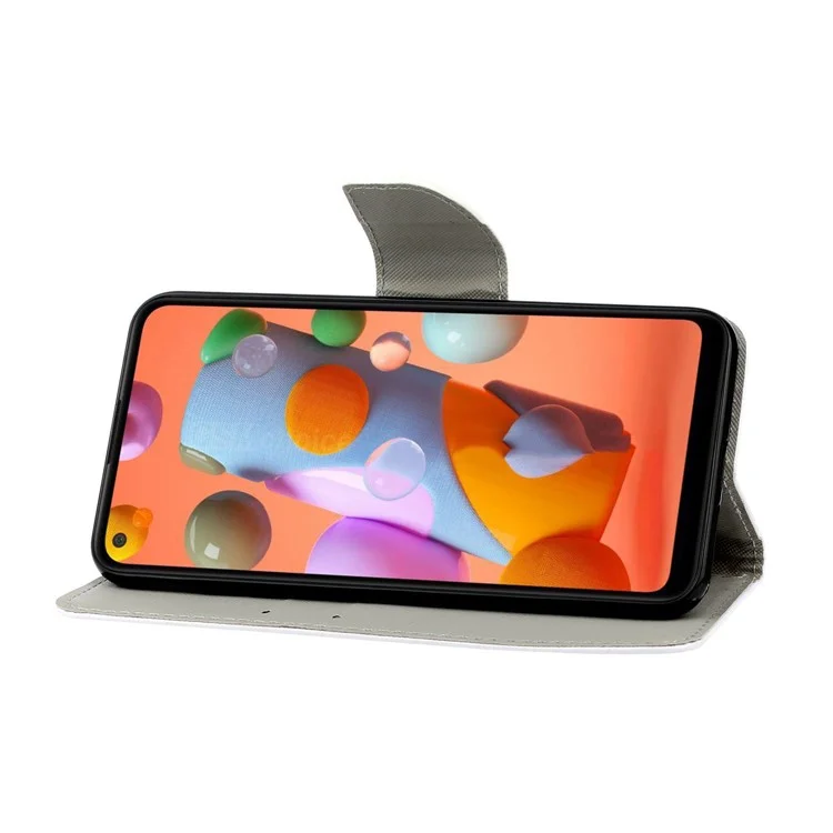 Motif D'impression de Portefeuille Conception de Conception de Couverture de Téléphone en Cuir Avec Longe Pour Samsung Galaxy A21s - ne Touchez Pas Mon Téléphone