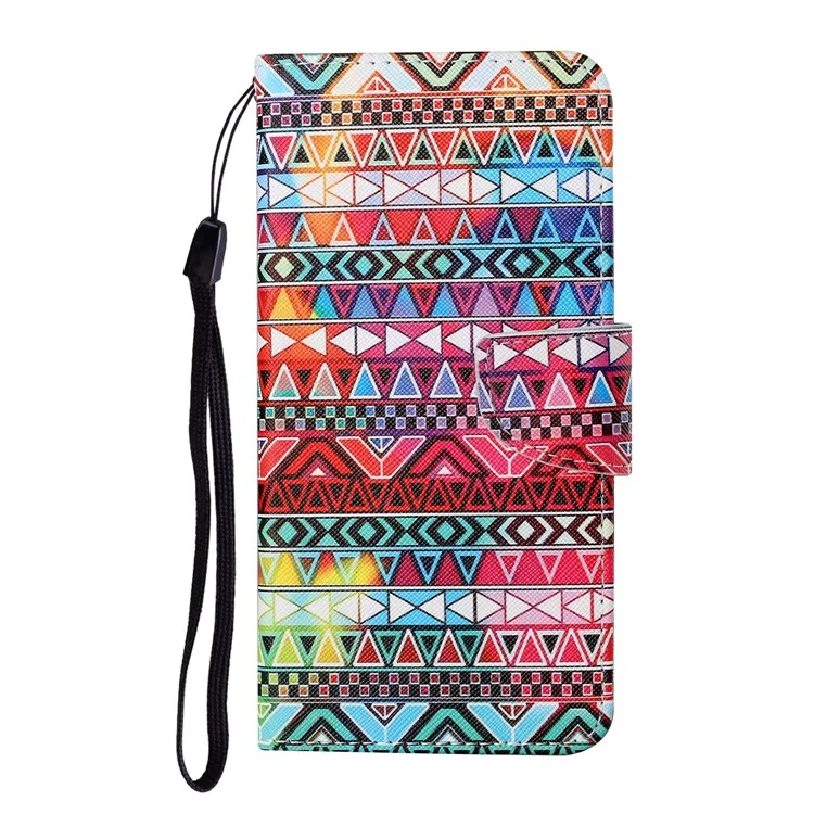 Impressão de Padrões Coloridos Pulo Popela de Capelo de Capela Com Sutra Para Samsung Galaxy A12 - Triângulo Colorido