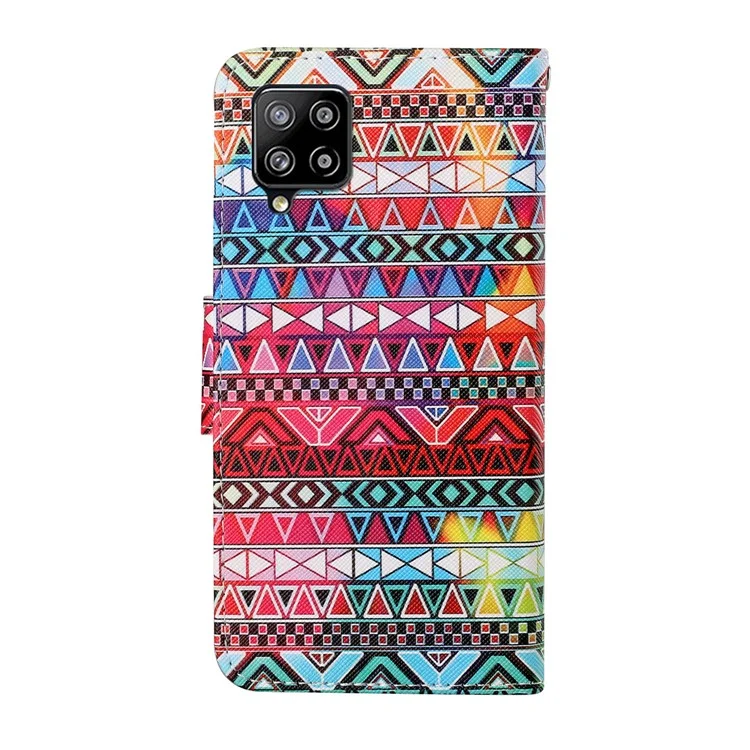 Impressão de Padrões Coloridos Pulo Popela de Capelo de Capela Com Sutra Para Samsung Galaxy A12 - Triângulo Colorido