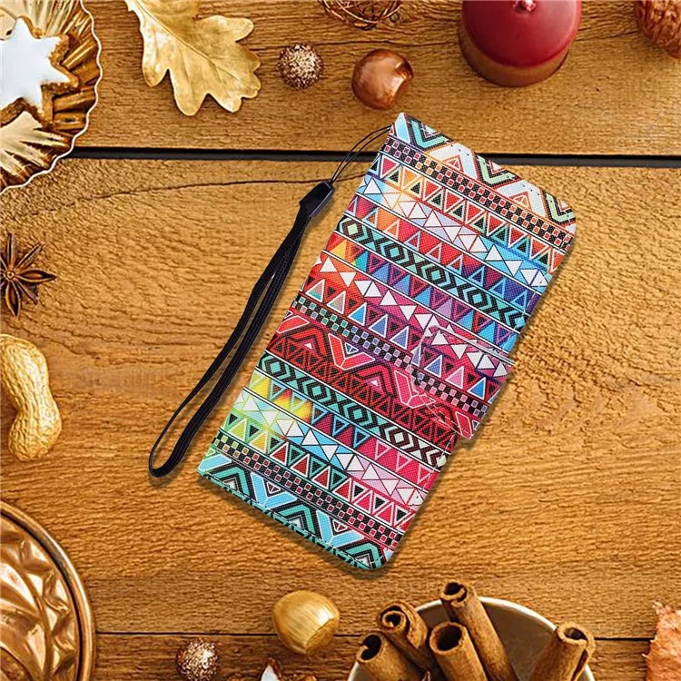 Impressão de Padrões Coloridos Pulo Popela de Capelo de Capela Com Sutra Para Samsung Galaxy A12 - Triângulo Colorido