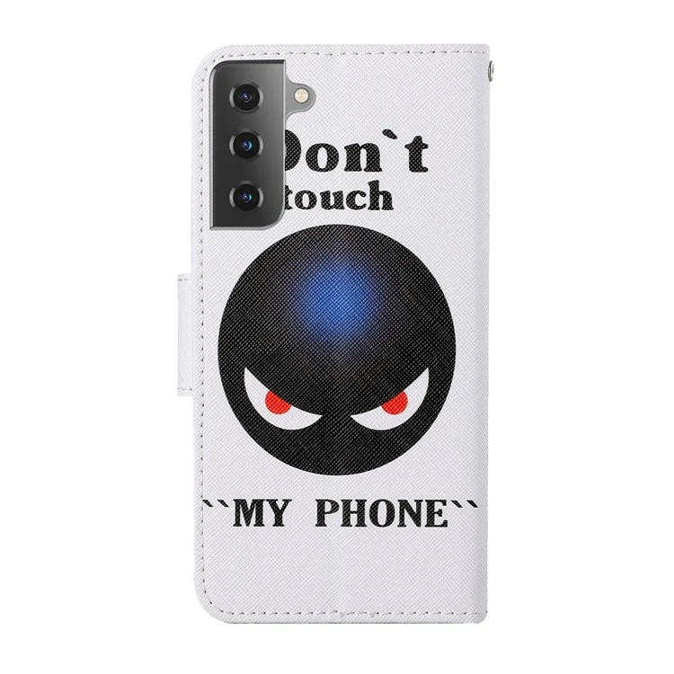 Colorful Pattern Printing Stand Wallet Shell Leather Phone Case for Samsung Galaxy S21+ 5G - Don't Touch My Phone