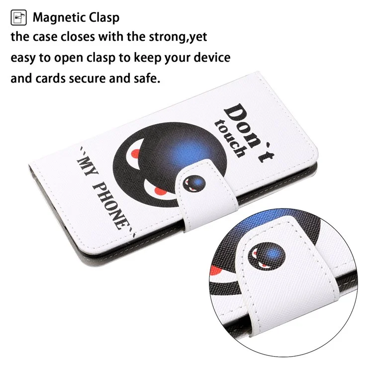 Colorful Pattern Printing Stand Wallet Shell Leather Phone Case for Samsung Galaxy S21+ 5G - Don't Touch My Phone
