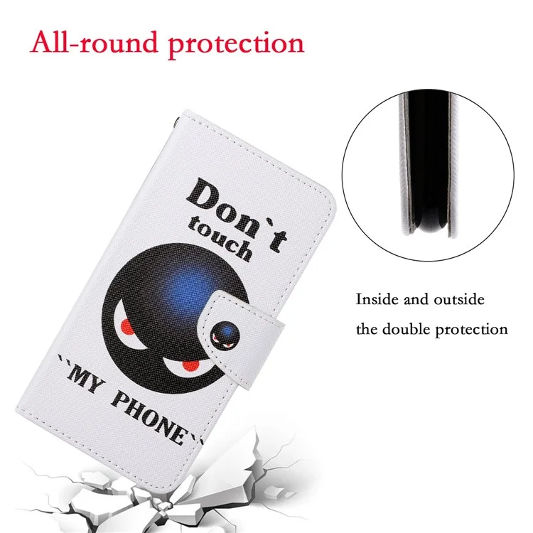 Colorful Pattern Printing Stand Wallet Shell Leather Phone Case for Samsung Galaxy S21+ 5G - Don't Touch My Phone