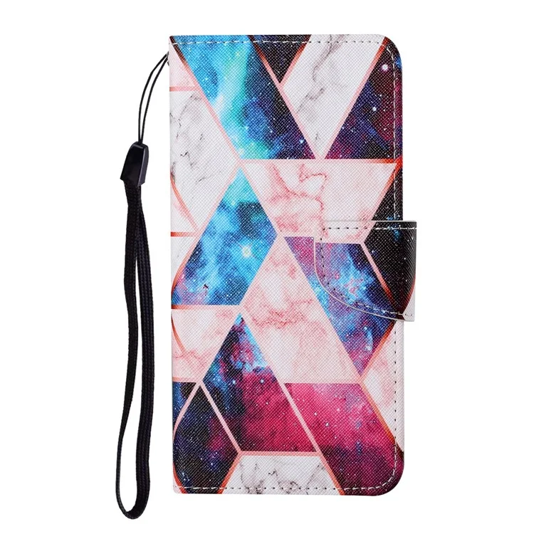 Colorful Pattern Printing PU Leather Case Stand Shell with Strap for Samsung Galaxy S21 5G/4G - Nebula