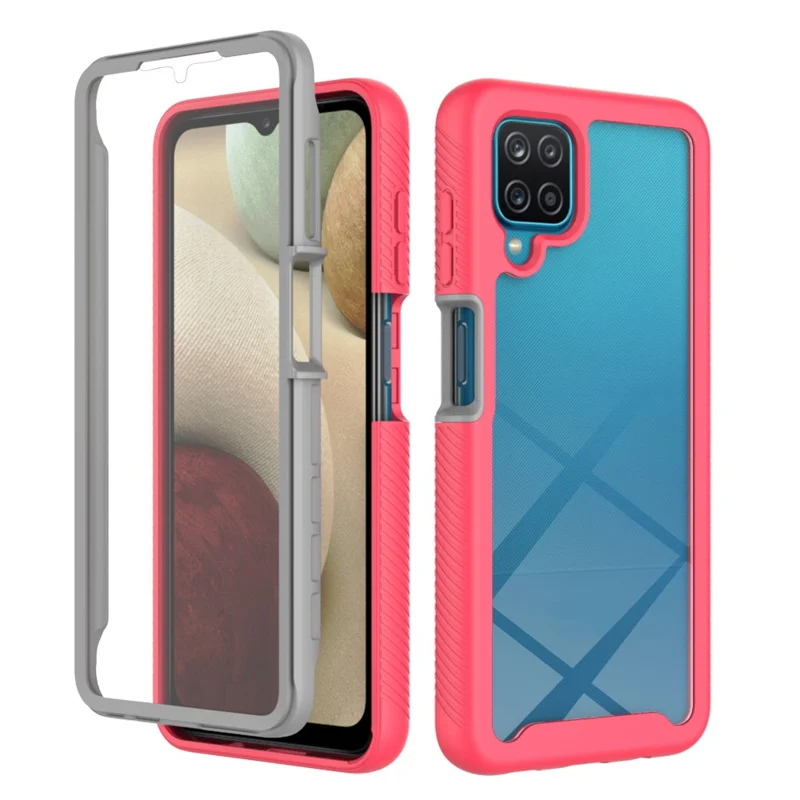 3 Em 1 Proteção De Cobertura Total PC + Caixa De Proteção Do TPU Com Protetor De Tela De Estimação Para Samsung Galaxy A12 - Cor De Rosa