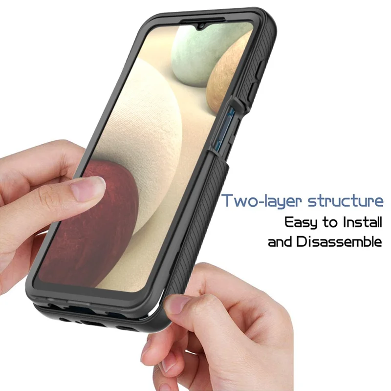 3 Em 1 Proteção De Cobertura Total PC + Caixa De Proteção Do TPU Com Protetor De Tela De Estimação Para Samsung Galaxy A12 - Cor De Rosa