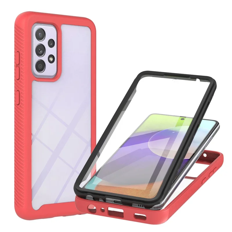 Full-Coverage Protection PET Screen Protector + PC+TPU Protective Case for Samsung Galaxy A52 4G/5G / A52s 5G / A52s 5G - Red