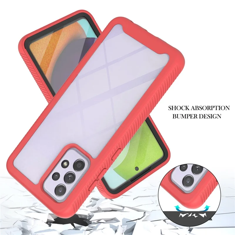 Full-Coverage Protection PET Screen Protector + PC+TPU Protective Case for Samsung Galaxy A52 4G/5G / A52s 5G / A52s 5G - Red