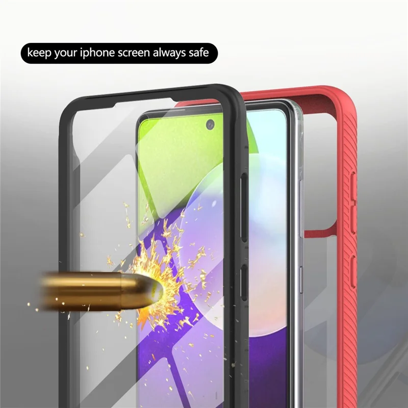 Full-Coverage Protection PET Screen Protector + PC+TPU Protective Case for Samsung Galaxy A52 4G/5G / A52s 5G / A52s 5G - Red