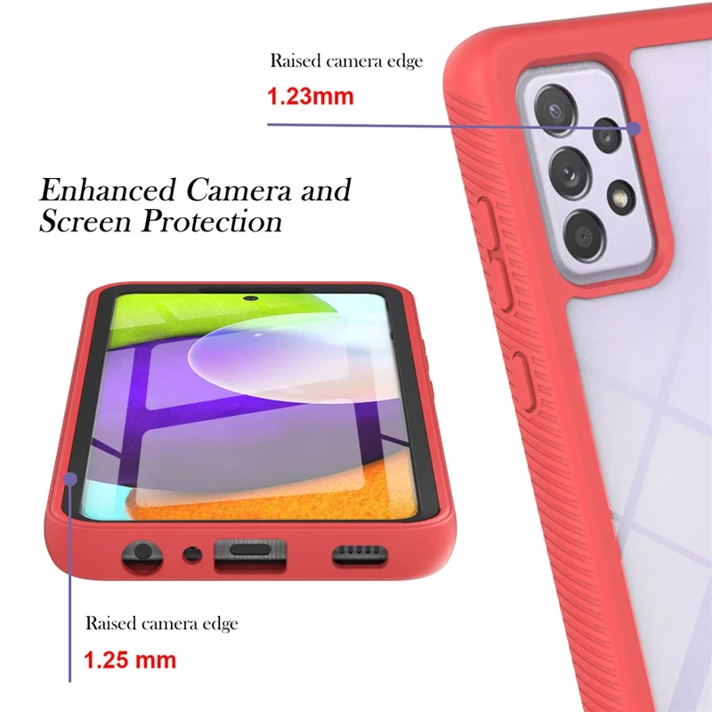 Full-Coverage Protection PET Screen Protector + PC+TPU Protective Case for Samsung Galaxy A52 4G/5G / A52s 5G / A52s 5G - Red