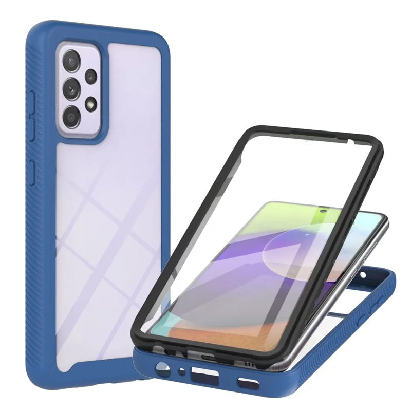 Full-Coverage Protection PET Screen Protector + PC+TPU Protective Case for Samsung Galaxy A52 4G/5G / A52s 5G / A52s 5G - Dark Blue