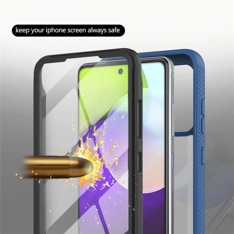 Full-Coverage Protection PET Screen Protector + PC+TPU Protective Case for Samsung Galaxy A52 4G/5G / A52s 5G / A52s 5G - Dark Blue