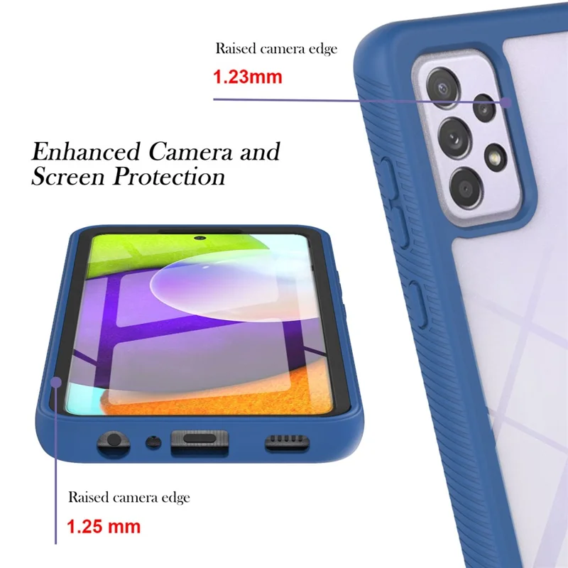 Full-Coverage Protection PET Screen Protector + PC+TPU Protective Case for Samsung Galaxy A52 4G/5G / A52s 5G / A52s 5G - Dark Blue