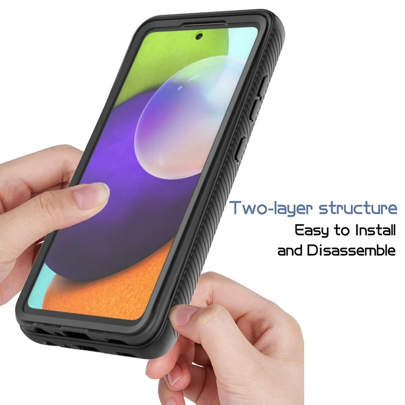 Full-Coverage Protection PET Screen Protector + PC+TPU Protective Case for Samsung Galaxy A52 4G/5G / A52s 5G / A52s 5G - Deep Pink