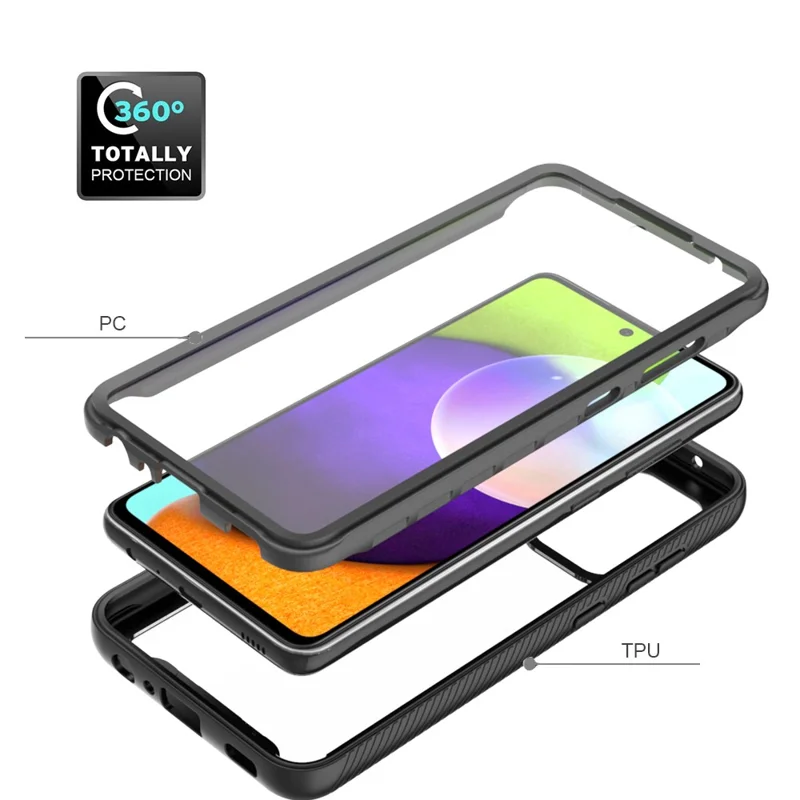 Fuld dækning beskyttelse PET skærmværn + PC+TPU beskyttelsesdæksel til Samsung Galaxy A52 4G/5G / A52s 5G / A52s 5G - Lilla
