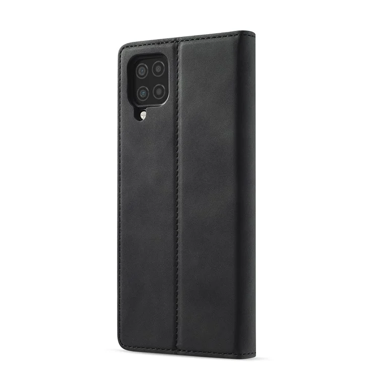 Lc. Imeeke lc Strong Magnetic Series Portefeuille en Cuir Shell de Protection de Téléphone Pour Samsung Galaxy A12 - le Noir