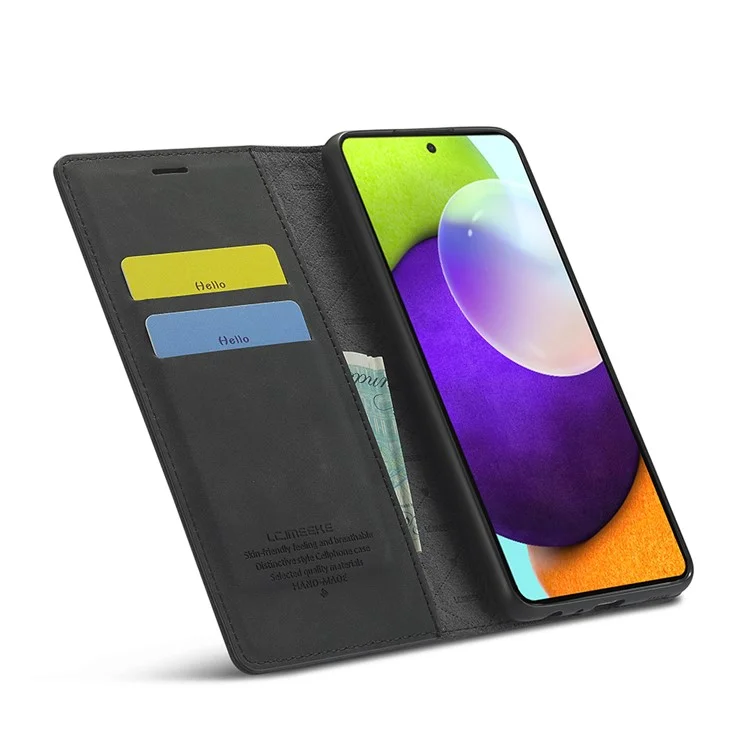 LC.IMEEKE LC Strong Magnetic Series Leather Wallet Phone Protective Shell pour Samsung Galaxy A52 4G/5G / A52s 5G - Noir
