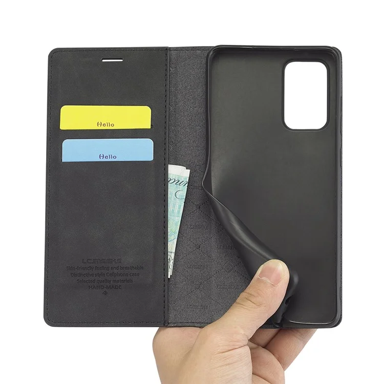 LC.IMEEKE LC Strong Magnetic Series Leather Wallet Phone Protective Shell pour Samsung Galaxy A52 4G/5G / A52s 5G - Noir