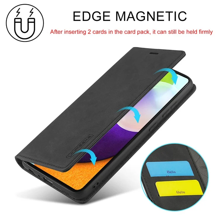 LC.IMEEKE LC Strong Magnetic Series Leather Wallet Phone Protective Shell pour Samsung Galaxy A52 4G/5G / A52s 5G - Noir