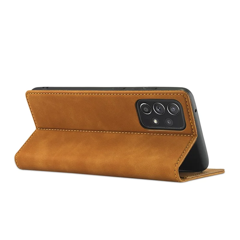 LC.IMEEKE LC Strong Magnetic Series Leather Wallet Phone Protective Shell for Samsung Galaxy A52 4G/5G / A52s 5G - Brown