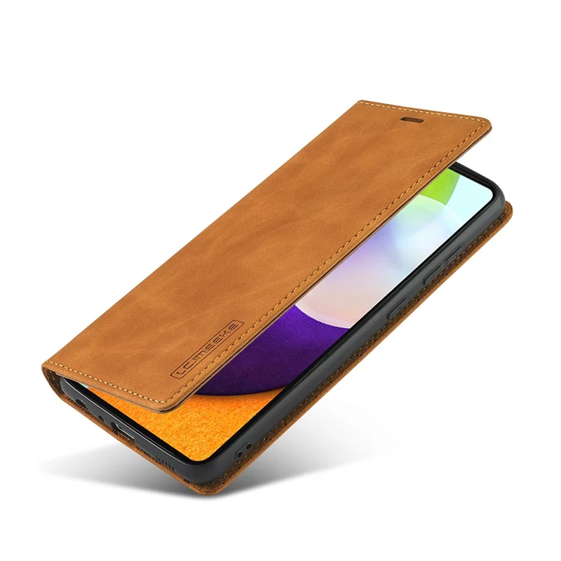 LC.IMEEKE LC Strong Magnetic Series Leather Wallet Phone Protective Shell for Samsung Galaxy A52 4G/5G / A52s 5G - Brown