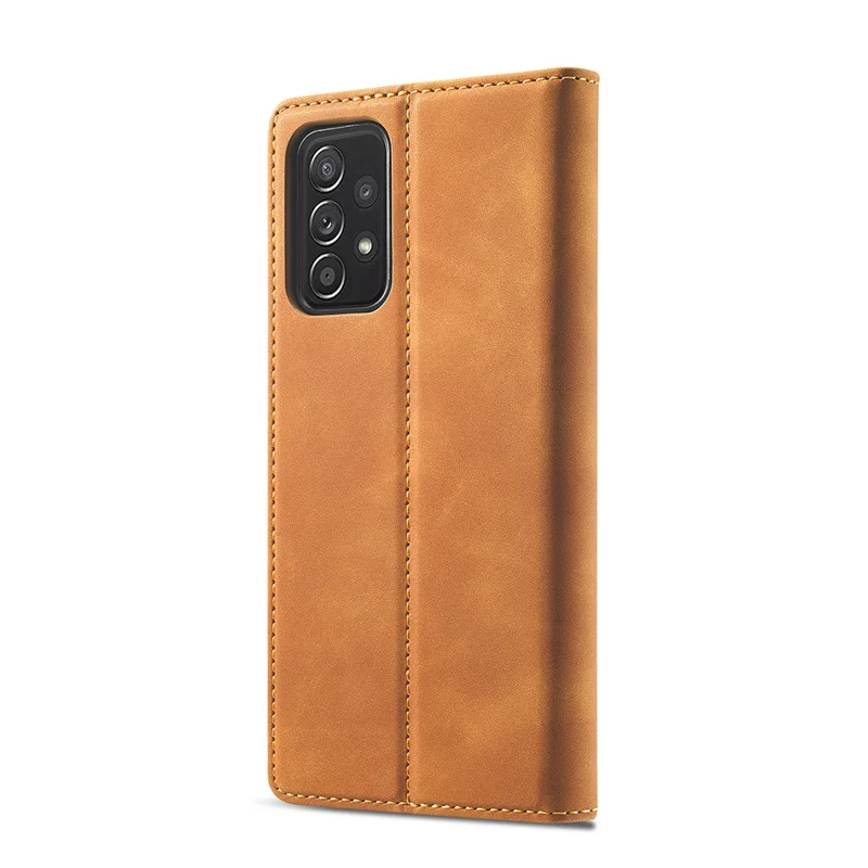 LC.IMEEKE LC Strong Magnetic Series Leather Wallet Phone Protective Shell for Samsung Galaxy A52 4G/5G / A52s 5G - Brown