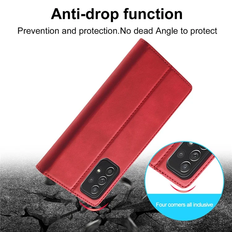 Lc. Imeeke lc Strong Magnetic Series Portefeuille en Cuir Shell de Protection de Téléphone Pour Samsung Galaxy A52 4g / 5G / A52s 5G - Rouge