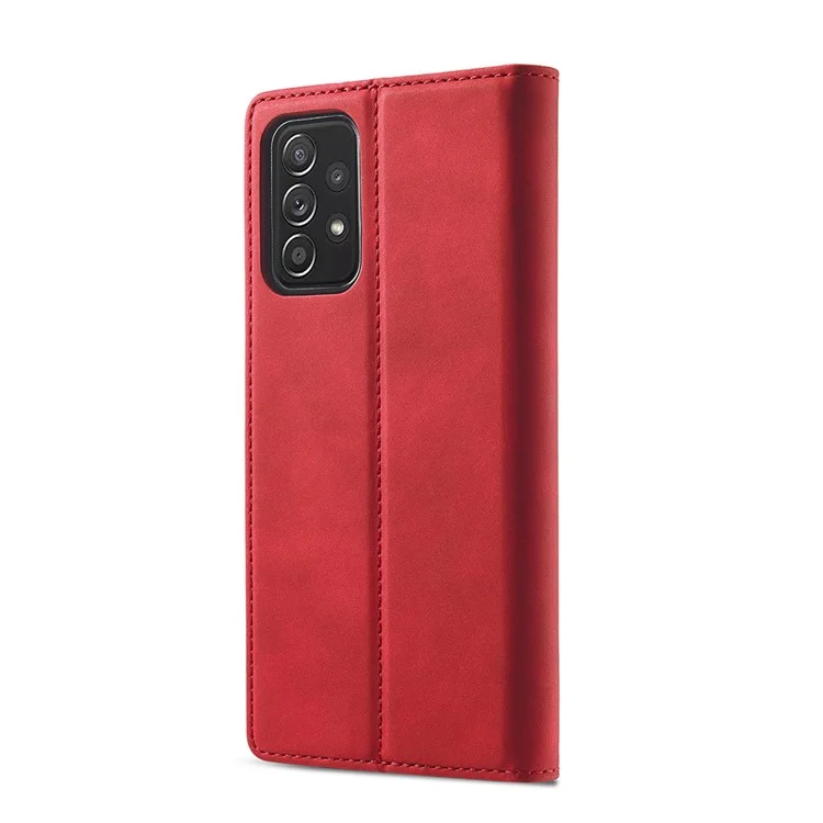 Lc. Imeeke lc Strong Magnetic Series Portefeuille en Cuir Shell de Protection de Téléphone Pour Samsung Galaxy A52 4g / 5G / A52s 5G - Rouge