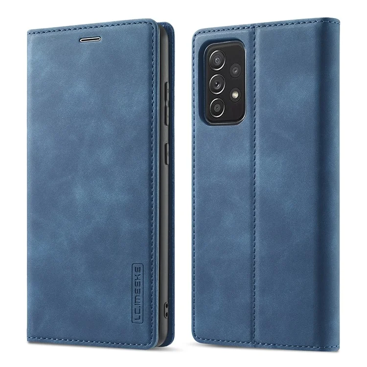 LC.IMEEKE LC Strong Magnetic Series Leather Wallet Phone Protective Shell for Samsung Galaxy A52 4G/5G / A52s 5G - Blue