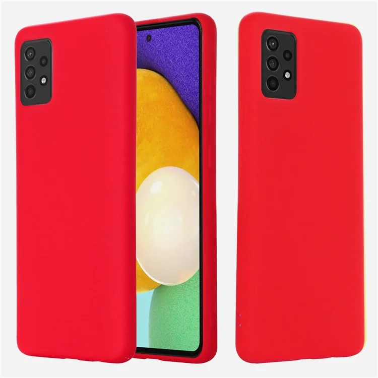 For Samsung Galaxy A52 4G/5G/ A52s 5G Anti-scratch Soft Liquid Silicone Phone Case Protective Cover Shell - Red