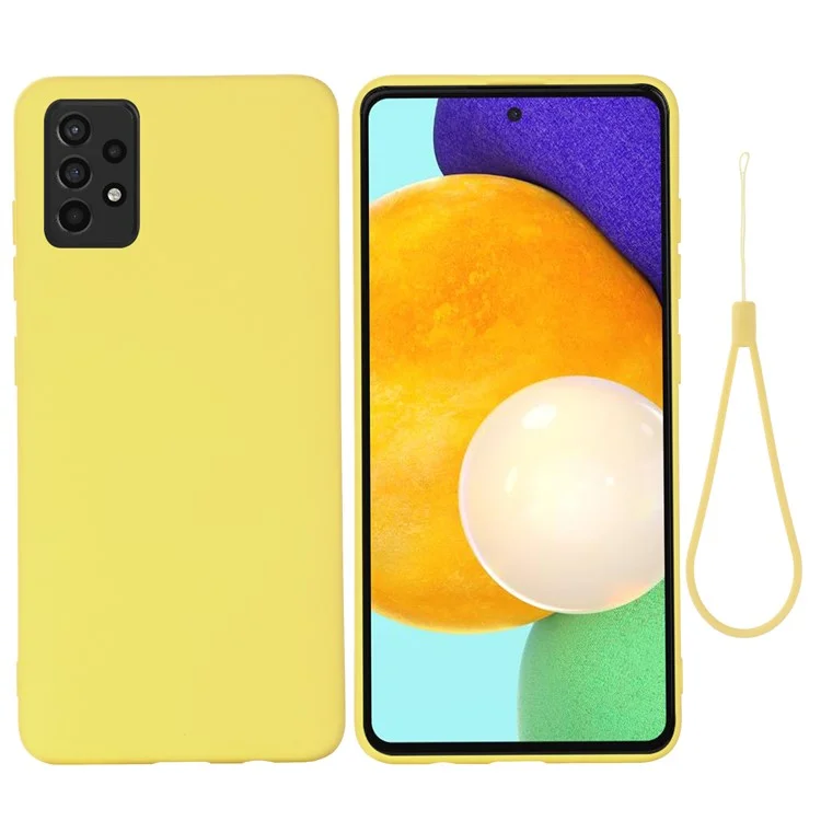 Para Samsung Galaxy A52 4G/5G/ A52s 5G Anti-risco Macio Silicone Líquido Capa de Telefone Caso Protetor Shell - Amarelo