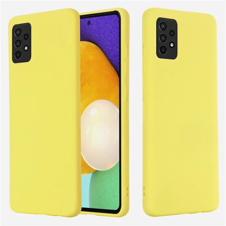 Para Samsung Galaxy A52 4G/5G/ A52s 5G Anti-risco Macio Silicone Líquido Capa de Telefone Caso Protetor Shell - Amarelo