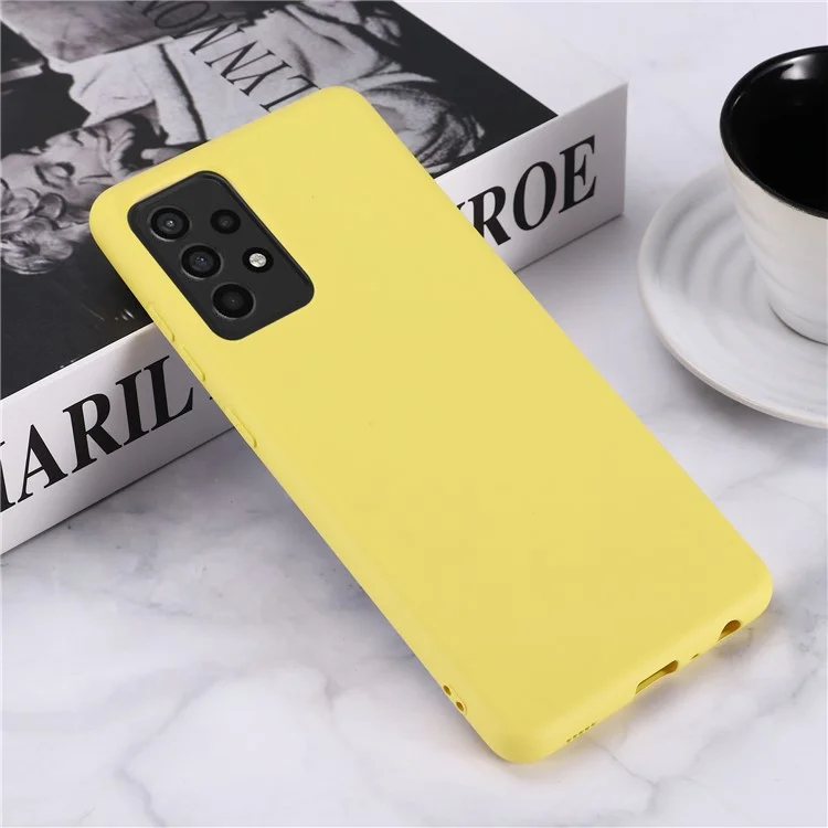 Para Samsung Galaxy A52 4G/5G/ A52s 5G Anti-risco Macio Silicone Líquido Capa de Telefone Caso Protetor Shell - Amarelo