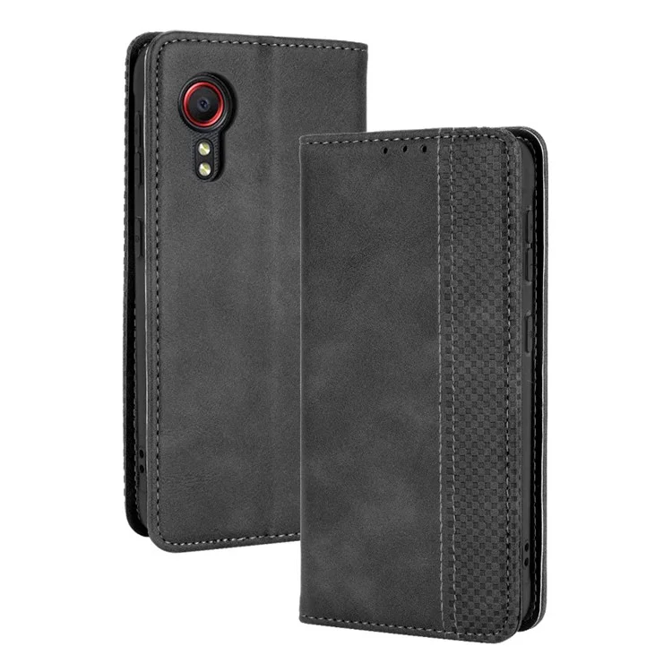 Carcasa de teléfono de estilo vintage magnético para Samsung Galaxy Xcover 5 - Negro